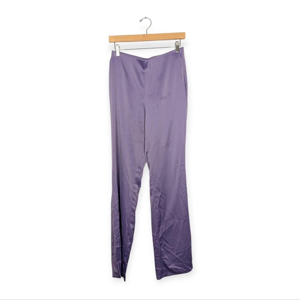 Zara Women's Pants Lavender Purple Satin High Rise Flared Trouser Pants Size M